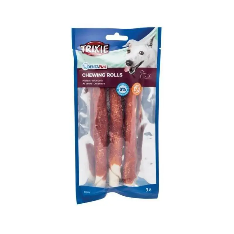 En stock - Denta Fun Duck Chewing Rolls, 17 cm, 3 Pcs/140 g