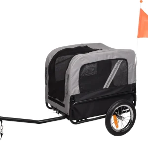 Bientôt épuisé - Flamingo - Remorque de Vélo Romero Gris et Noir pour Chiens - 60x43x51cm