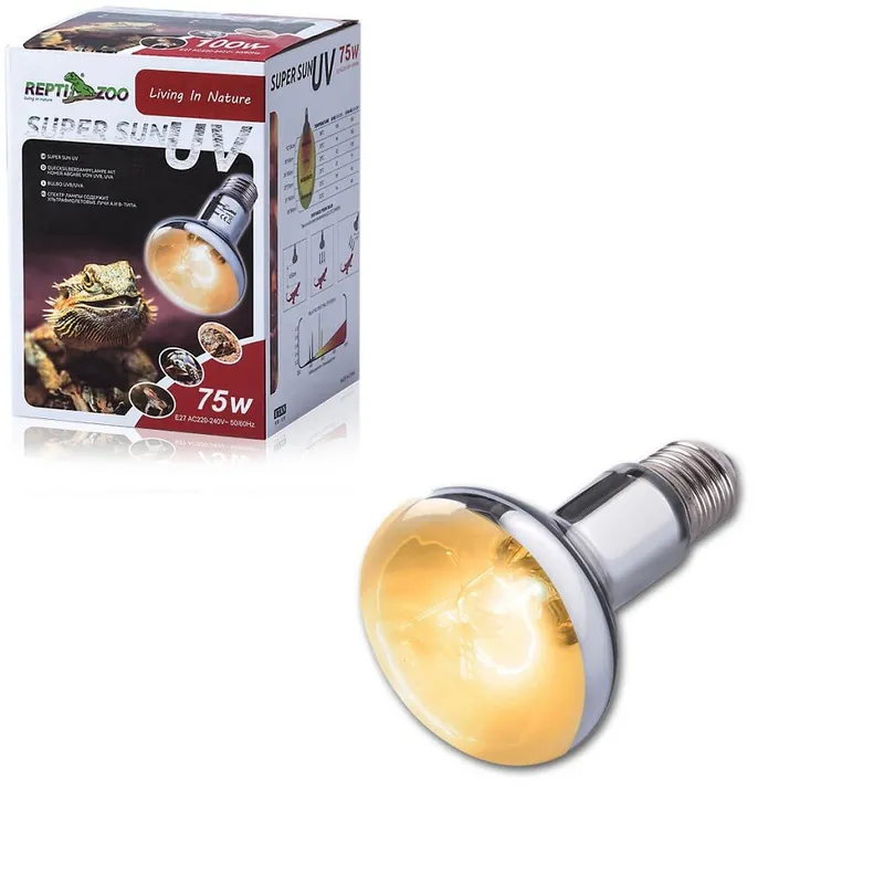 Qualité premium - Reptizoo - Lampe Supersun UVA + UVB - 75W