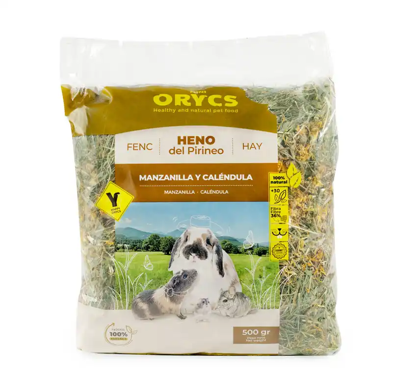 Orycs - Foin pour Rongeurs à la Camomille et Calendule - 500g - Coup de cœur des clients