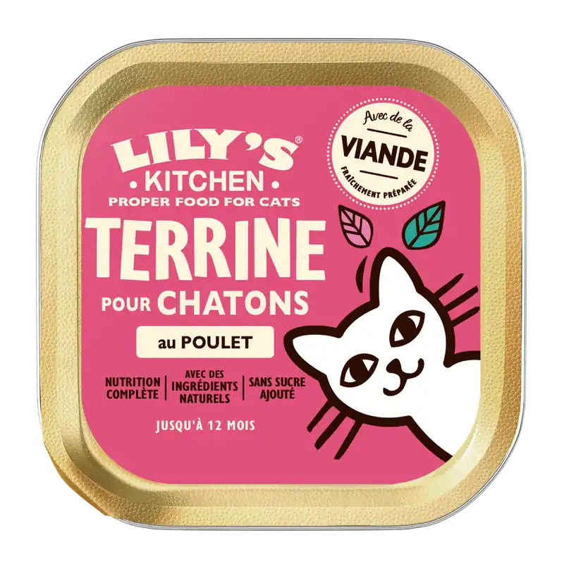 Prix cassé | Lily‘s Kitchen - Terrine Recette sans Céréales au Poulet pour Chatons - 85g