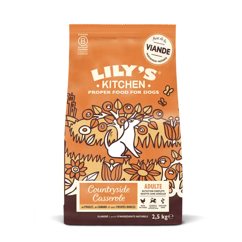 Incontournable | Lily‘s Kitchen - Croquettes sans Céréales Poulet Canard Patates Douces Coutryside Casserole pour Chiens Adultes - 2,5Kg
