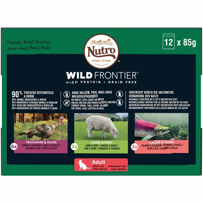 Promo exceptionnelle - Nutro - Sachets Terrines WILD FRONTIER 3 Variétés pour Chat - 12x85g