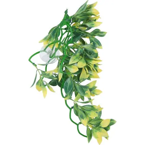 Très populaire - Plantes de reptiles artificielles, plantes en plastique réalistes, feuilles suspendues, décoration avec ventouse pour Reptiles Terrarium Fish TankT-153E2