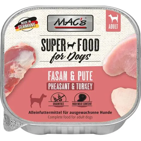 Direct fabricant - MAC‘s Dog Adulte Plateau 150 g - Faisan et Dinde 150 g