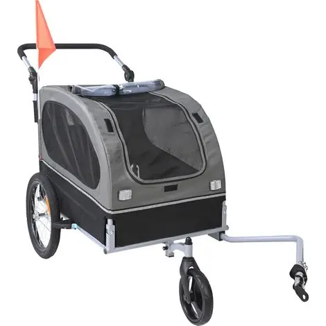 Tout nouveau | Mophorn – Remorque pour chien 2 en 1 – Capacité 88 lb – Cadre pliable – Compatible avec roues 22‘-28‘ – Drapeau et réflecteurs inclus – Noir/gris