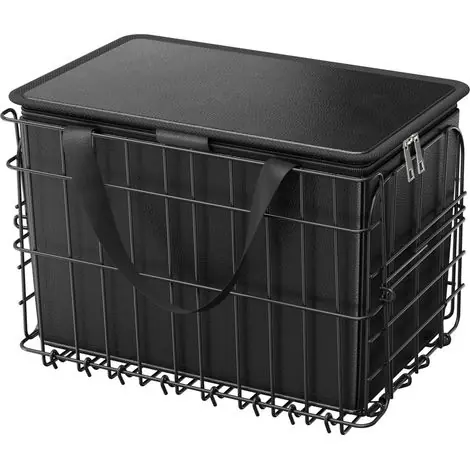 Mophorn Panier arrière pliable pour vélo en métal, dimensions 340x210x225 mm, avec sac amovible et housse imperméable, système de fixation rapide, idéal pour transporter animaux - Fin de série