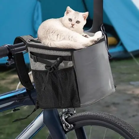 Panier de vélo pour chats et chiens, gris clair - Best-seller