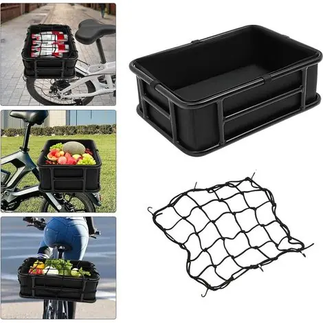 Derniers jours | Panier à vélo pour porte-bagages en acier, fixation arrière, noir, 45,6 x 32 x 15 cm