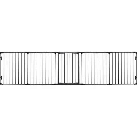 Enclos chien 5 panneaux porte 300x3x74,5cm métal noir, parc sécurité pliable 2-en-1 petit chiot | Prix exceptionnel