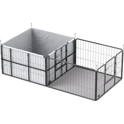 Caisse de mise bas pour chiots, caisse de mise bas/parc à chiots avec 7 panneaux, 2 sections, tapis de mise bas lavable, 203 x 102 x 60 cm, noir | Achetez maintenant