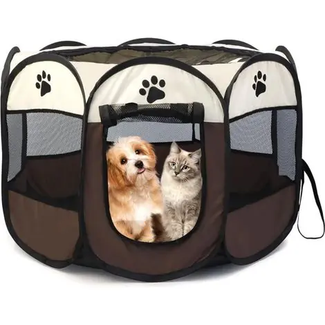 Prix bas - Chiot Parc Parc Pliable Tissu Pet Tente Pliable Pet Chiot Chat Lapin Cochon Parc Cage Chenil - Marron737343cm