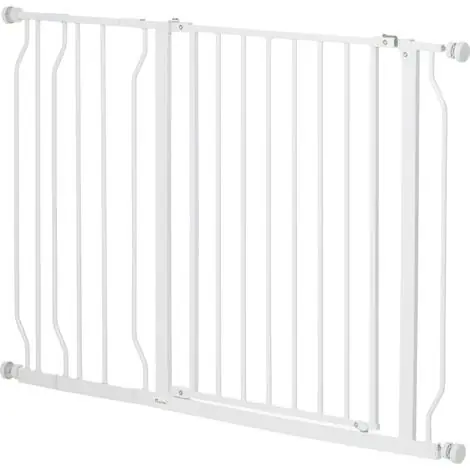 Tendance | Barrière de sécurité pour chiens - Montage par pression - Longueur réglable 75-115 cm - Acier et ABS