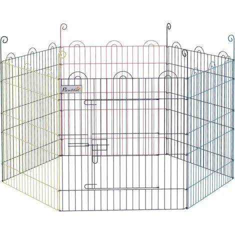 Plus que quelques unités | Enclos Pliant Métal Chien Lapin 6 Panneaux avec Porte