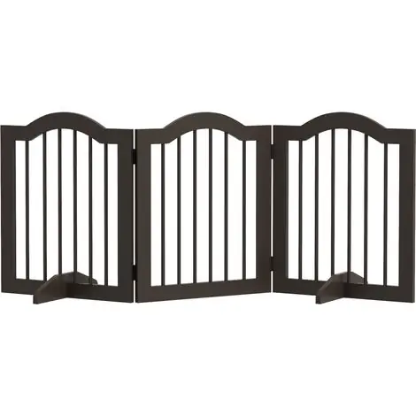 Barrière chien pliable bois 3 sections 154,5x29,5x61 cm, séparation intérieure maison animaux café | Qualité supérieure