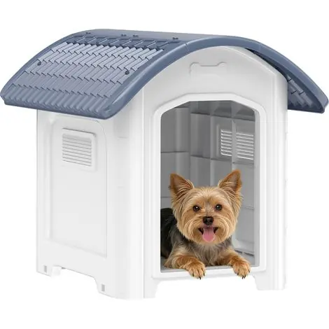 Niche pour Chien Extérieur Plastique Sol Surélevé Toit Imperméable Gris | Qualité professionnelle
