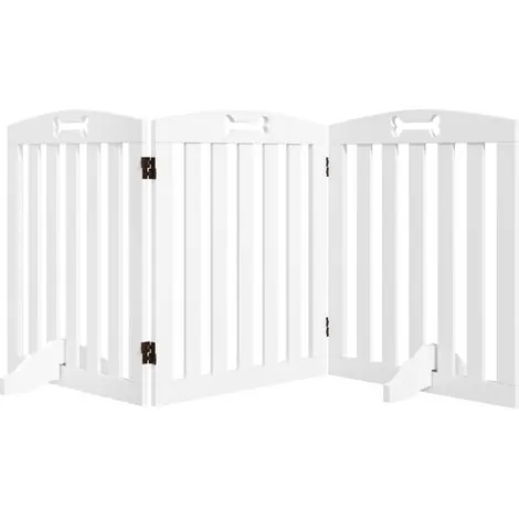 Prix promo - Barrière de sécurité pliable pour chiens de taille moyenne, 155 cm, 3 panneaux, pieds amovibles, blanche
