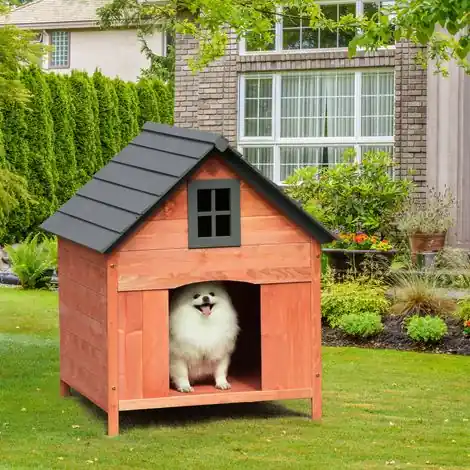 Cabine surélevée pour chien jusqu‘à 15 kg, Nid pour chien chat de plein air en bois de sapin, 81,3x91,5x98,5 cm | Petit prix