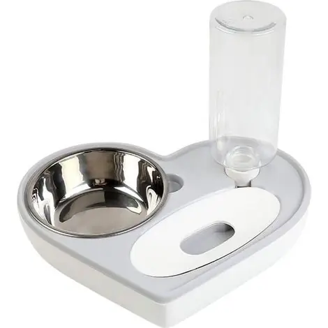 Bol Double pour Chien et Chat en Forme de Cœur, Distributeur d‘Eau Automatique avec Gamelle Amovible - Produit tendance