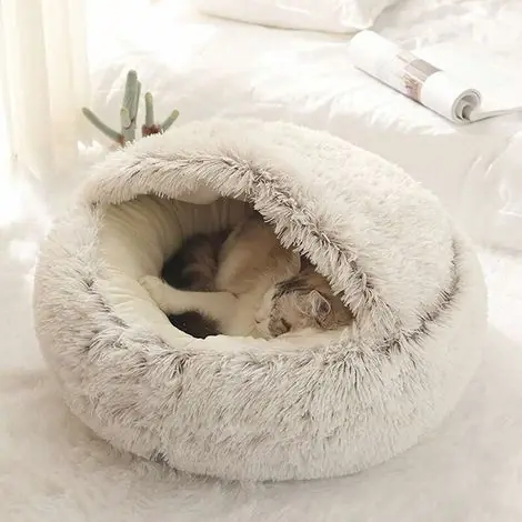 Très demandé | Coussin moelleux anti-stress pour chien et chat – Lavable – Confortable et antidérapant – 50cm marron
