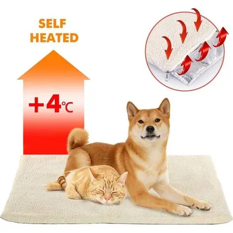 Litzee – Coussin auto-chauffant pour chat et chien 60x45 cm – Doublure en sherpa – Base antidérapante – Isolation thermique sans électricité | Aujourd'hui seulement