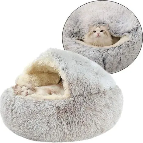 Nouveau au catalogue | Panier pour chien et chat 80 cm gris clair chaud et confortable Panier Chat Rond Moelleux