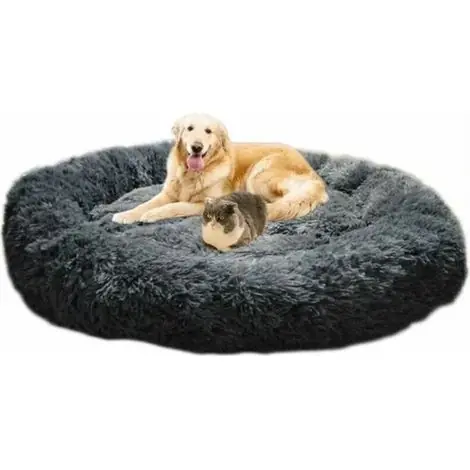 Ne manquez pas cette offre - Lit Moelleux Rond Pour Chat Et Chien Extra Large Lavable Avec Coussin Corbeille et panier pour chien 50x50cm Gris