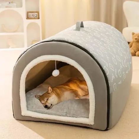 BelleRise - Niche 2 en 1 pour grand chien avec coussin doux et chaud anti-anxiété, niche apaisante pliable, housse amovible et lavable. | Dernières pièces