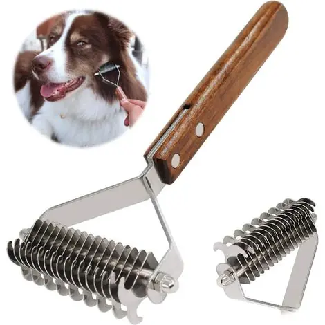 Coat King Râteau Pet Undercoat Rake Dog Dematting Peigne Pet Toilettage Brosse Outil Deshedding 17 + 9 Double Face Dents Undercoat Rake (DUAL) - Prix bas