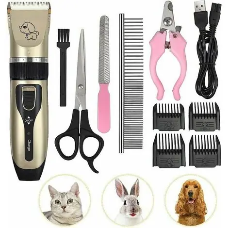 Dernier arrivage | Tondeuse de Chien Chat avec Poil Long Epais Professionnel Silencieux Tondeuse Rechargeable Electrique sans Fil avec Ciseaux et Peigne