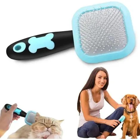 Prix promo | Étrille pour poils d‘animaux 16 x 6,2 cm - brosse rotative pour chien et chat, bleue