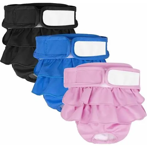 Couche pour Chien,Lot de 3 Couches Chien Lavable Couches réutilisables pour Chien Lavables Culotte pour Chien Femelle Serviettes Hygiéniques de Chien pour Différents Types de Chiens (M) (Jupe, M) - Commandez dès maintenant