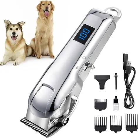 Prix choc | Tondeuse silencieuse pour chiens avec indicateur de batterie LED,4 sabots de protectiontête de coupe améliorée,faibles vibrations,idéale pour le toilettage des chiens