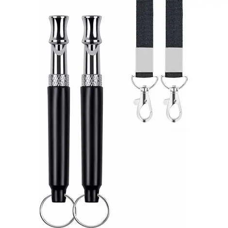 Sifflet professionnel à ultrasons pour chien, fréquences réglables, sifflet à ultrasons pour l‘obéissance du chien, sifflet de dressage en métal avec cordon noir—— | Nouvel arrivage