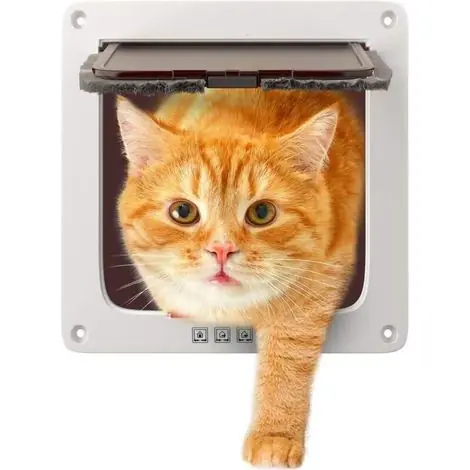 Expédition rapide - Chatière à fermeture magnétique 4 positions pour chats et petits chiens – Dimensions passage 14,5 x 15,5 cm – Installation facile sur murs et portes
