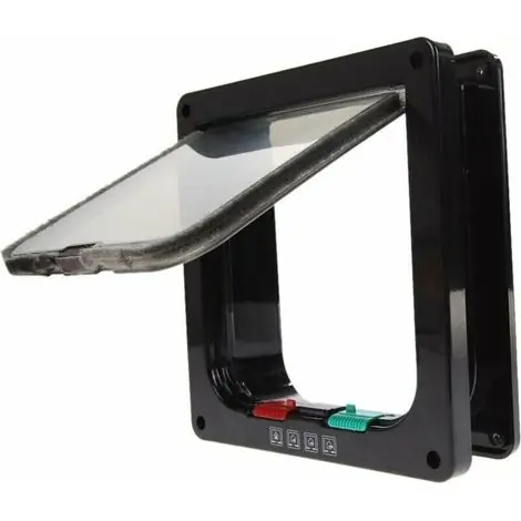 Volet de porte sécurisé pour chats et chiens – 19 x 19,7 x 5,3 cm, noir, avec système de verrouillage intégré | Direct usine