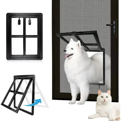 Porte pour animaux de compagnie pour chiens et chats – Ouverture 30,5 cm x 40,6 cm – Installation facile – Couleur noire durable - Prix promo