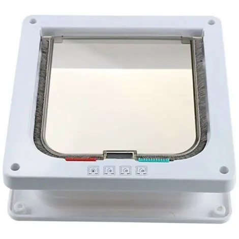 Chatière verrouillable à 4 voies pour chat et petit chien – Installation facile – Clapet transparent – Matériau ABS résistant aux intempéries – Taille L, Blanc | Prix imbattable