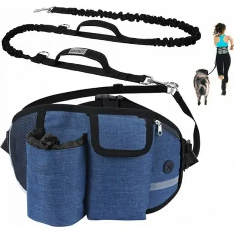 Cyslmuk – Laisse mains libres pour chien jusqu‘à 110kg – Absorption de choc – Couture réfléchissante – Longueur 250 cm pour jogging et marche | Retour facile