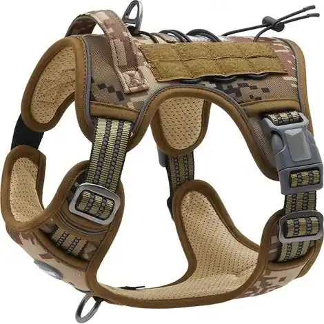 Harnais de Chien Anti Traction, Harnais Tactique Chien Respirant Réglable Facile à Mettre pour Moyen Grand Chien, Gilet Durable Réfléchissant - Multicolore - M | Très apprécié des clients