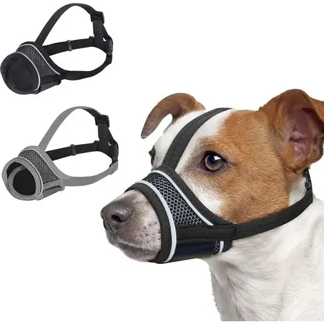 Commandez maintenant | Muselière pour Chien 2 Pièces, Muselière pour Petits Chiens de Taille Moyenne, Muselière pour Chien en Maille Douce et Respirante, Anti-Mastication, Aboiement