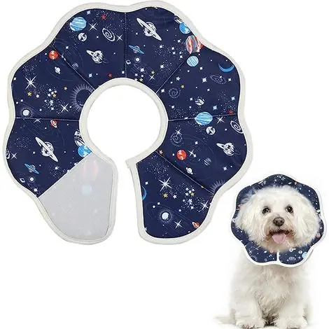 Très populaire - Collerette pour Chien Anti Lechage, Collier Lune, Colerette Chat, Taille Ajustable, pour Cicatrisation Post-opératoire, Coupe des Ongles, Bleu (L)