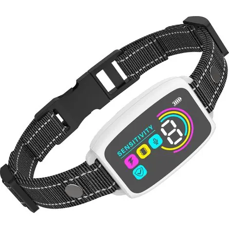 Collier Anti Aboiement Chien Automatique,Détection Intelligente des Aboiements,Modes Vibration/Choc Statique/Son,8 Niveau d‘intensité Réglables,Rechargeable pour Gros Petit Chiens,Blanc | Super prix