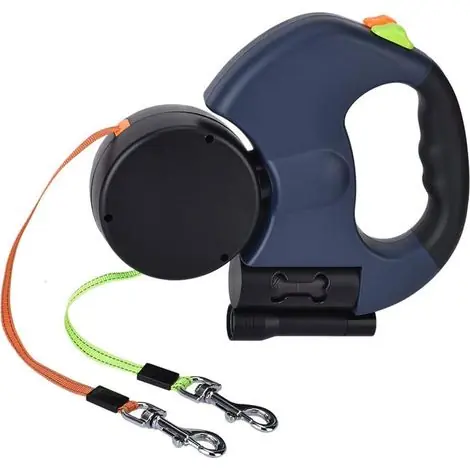 Laisse Double Rétractable pour 2 Chiens, Laisse Double 3M avec Lumière LED et Distributeur de Laisse | Premium