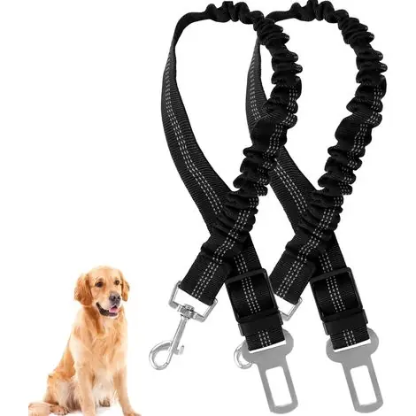 Nouveau chez nous - Ceinture Chien Voiture, 2 Pièces Harnais, Ceinture Securite avec Absorption des Chocs et Mousqueton pour Tout Type de Voiture pour Tous Les Chiens et Chats