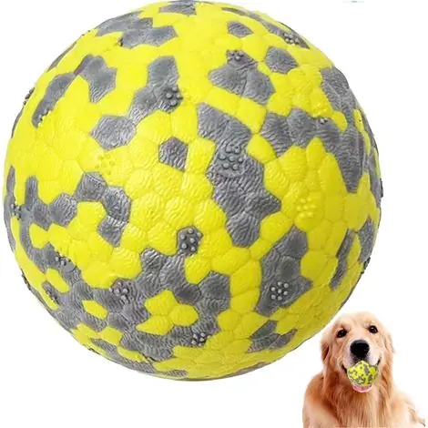 Achetez maintenant - Balle pour chien jaune et grise, jouet indestructible.