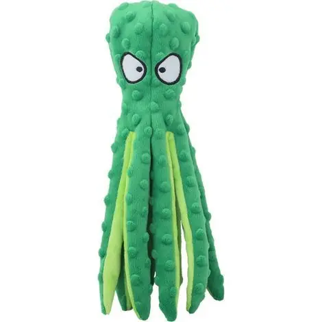 2 jouets pieuvres qui couinent pour animaux, peluches froissées sans rembourrage, couleur verte - Quantité limitée