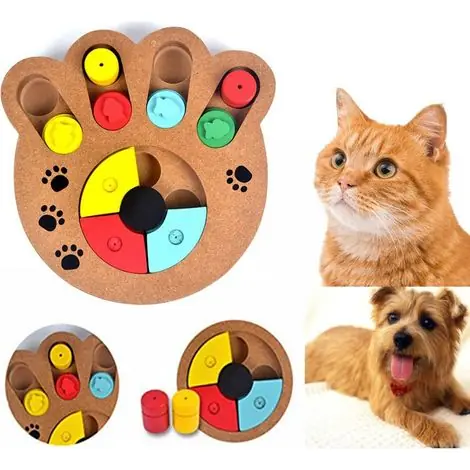 Satisfait ou remboursé | Jouet Educatif pour Chien - Jouet Chien Intelligent en Bois - Fun Cacher et Chercher des Aliments Traités Pet Paw Toy Puzzle pour Chien Chat-Fei Yu