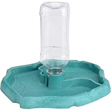 Prêt à expédier - Distributeur d‘eau pour reptiles, bol anti-déversement 2 en 1 et distributeur de nourriture, bol en plastique pour tortue et gecko (1 pièce, bleu lac)