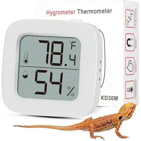 Thermomètre pour terrarium de reptiles réglable (°C/°F), accessoire pour terrarium de reptiles thermomètre et hygromètre pour dragon barbu, gecko léopard, python royal, lézard, couleur noir | Offre exceptionnelle